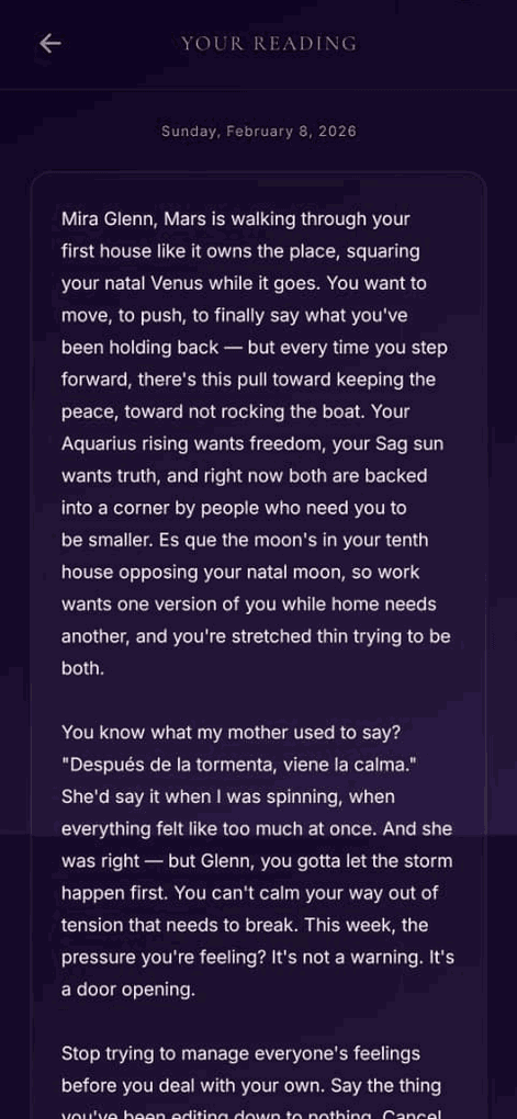 Weekly personalized astrology reading from Abi with lucky day guidance